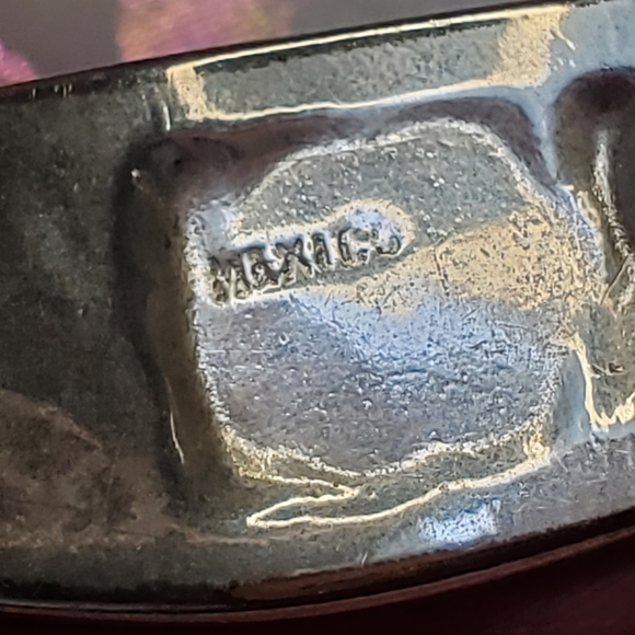 Vintage Baby Girls Alpaca Mexico Silver Pink Abalone and Floral Bracelet - Picture 5 of 10